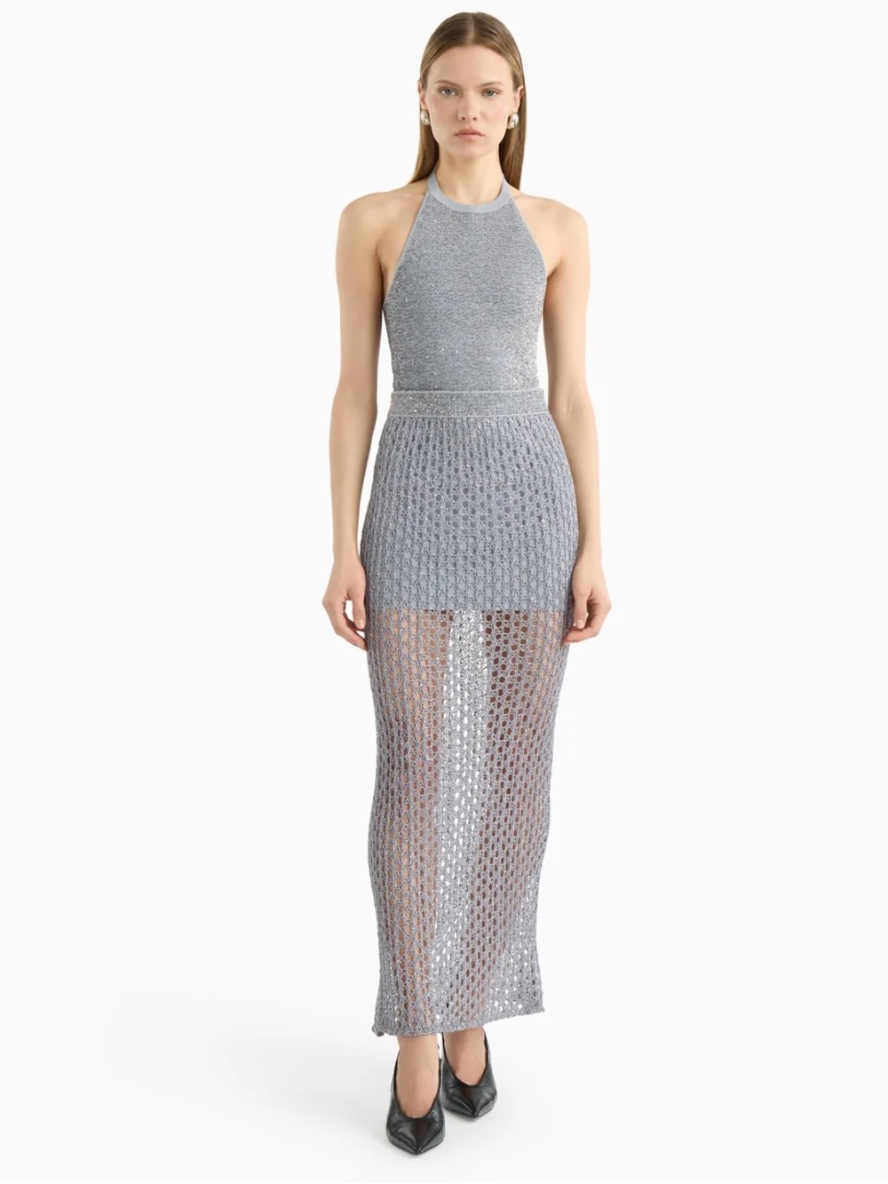 Dodiee JERRI Sequin Crochet Maxi Skirt